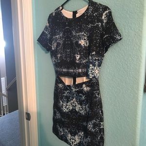 Lf blue jacquard cutout dress